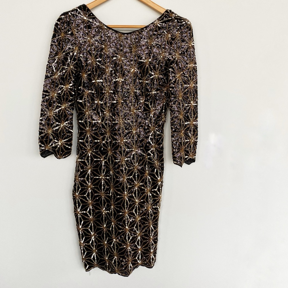GB Black and Gold Sequin Dress